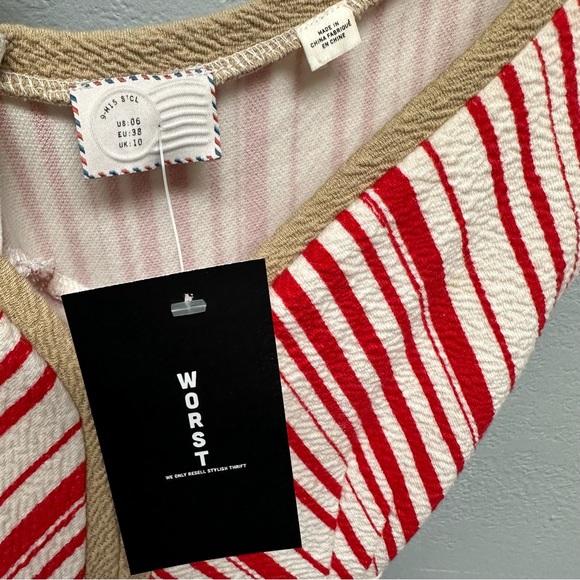 Anthropologie Postmark Size 6 Red Poppy Striped Sleeveless Dress - Picture 5 of 5